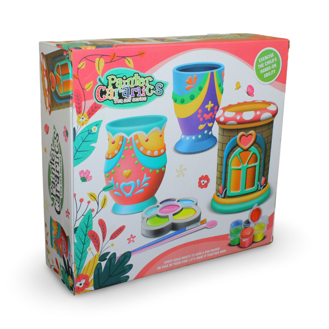 DIY Painted Ceramic Vase Craft Kit – 9 Pieces