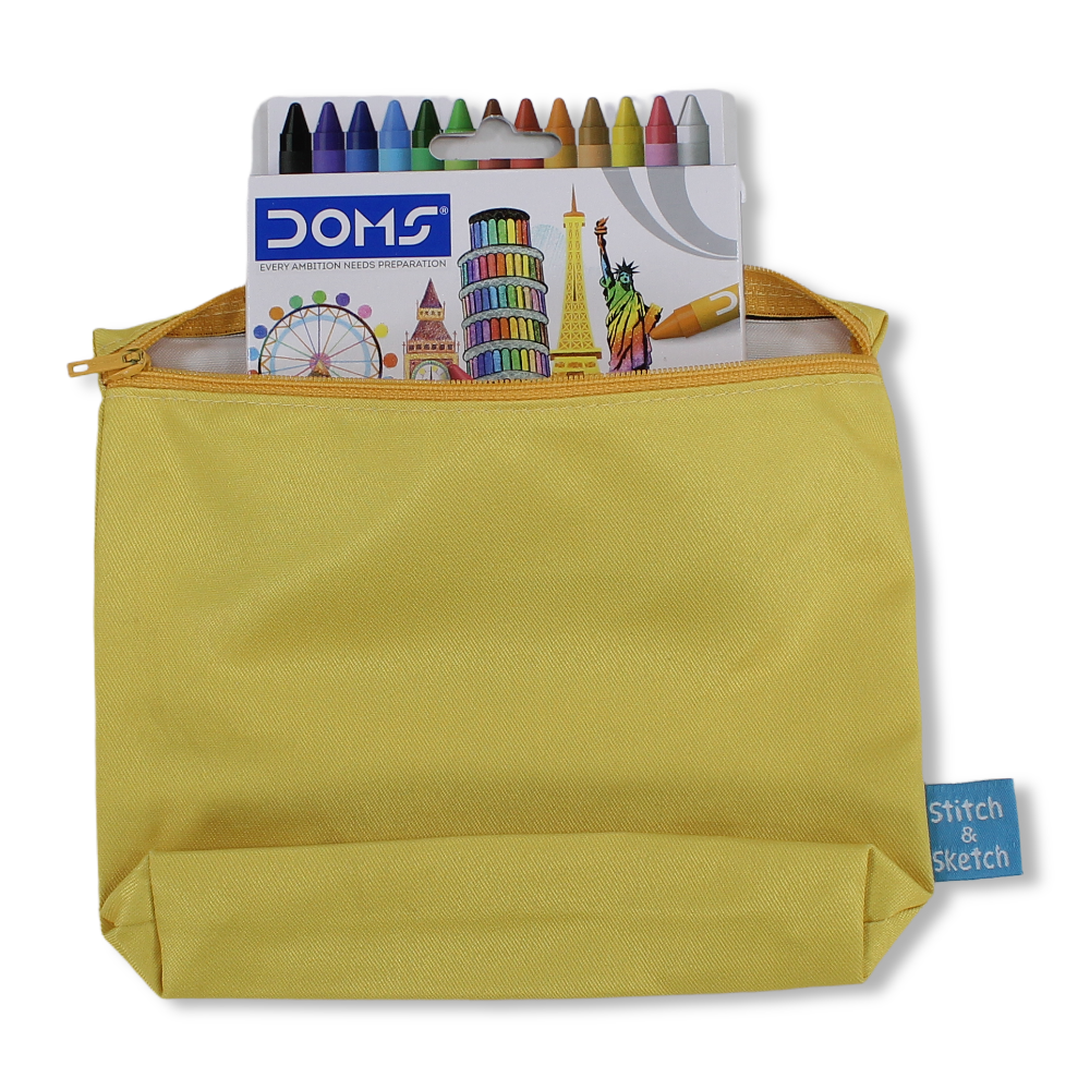 Birds Coloring Pencil Case with Extra Long Wax Crayons 12 Colours + 1 Silver