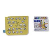 Birds Coloring Pencil Case with Extra Long Wax Crayons 12 Colours + 1 Silver