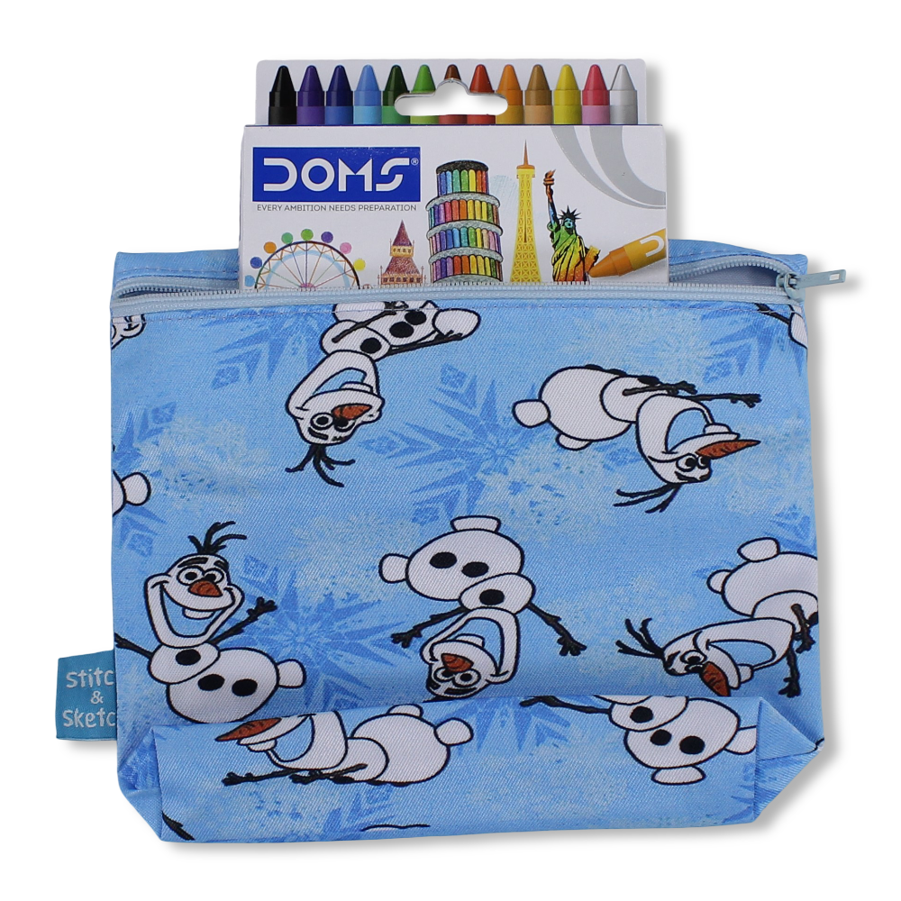 Frozen Coloring Pencil Case with Extra Long Wax Crayons 12 Colours + 1 Silver