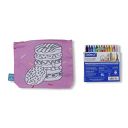 Donuts Coloring Pencil Case with Extra Long Wax Crayons 12 Colours + 1 Silver