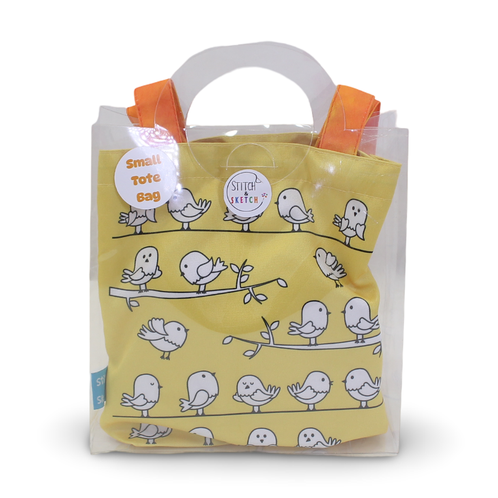 Small Coloring Tote Bag - Birds + Colors Box - School - Stitch and Sketch