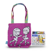 Ballerina Small Coloring Tote Bag with Extra Long Wax Crayons 12 Colours + 1 Silver