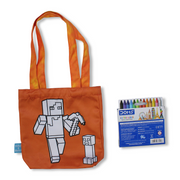 Minecraft Small Coloring Tote Bag with Extra Long Wax Crayons 12 Colours + 1 Silver