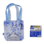 Fortnite Small Coloring Tote Bag with Extra Long Wax Crayons 12 Colours + 1 Silver