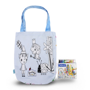 Ben & Holly Medium Coloring Tote Bag with Extra Long Wax Crayons 12 Colours + 1 Silver