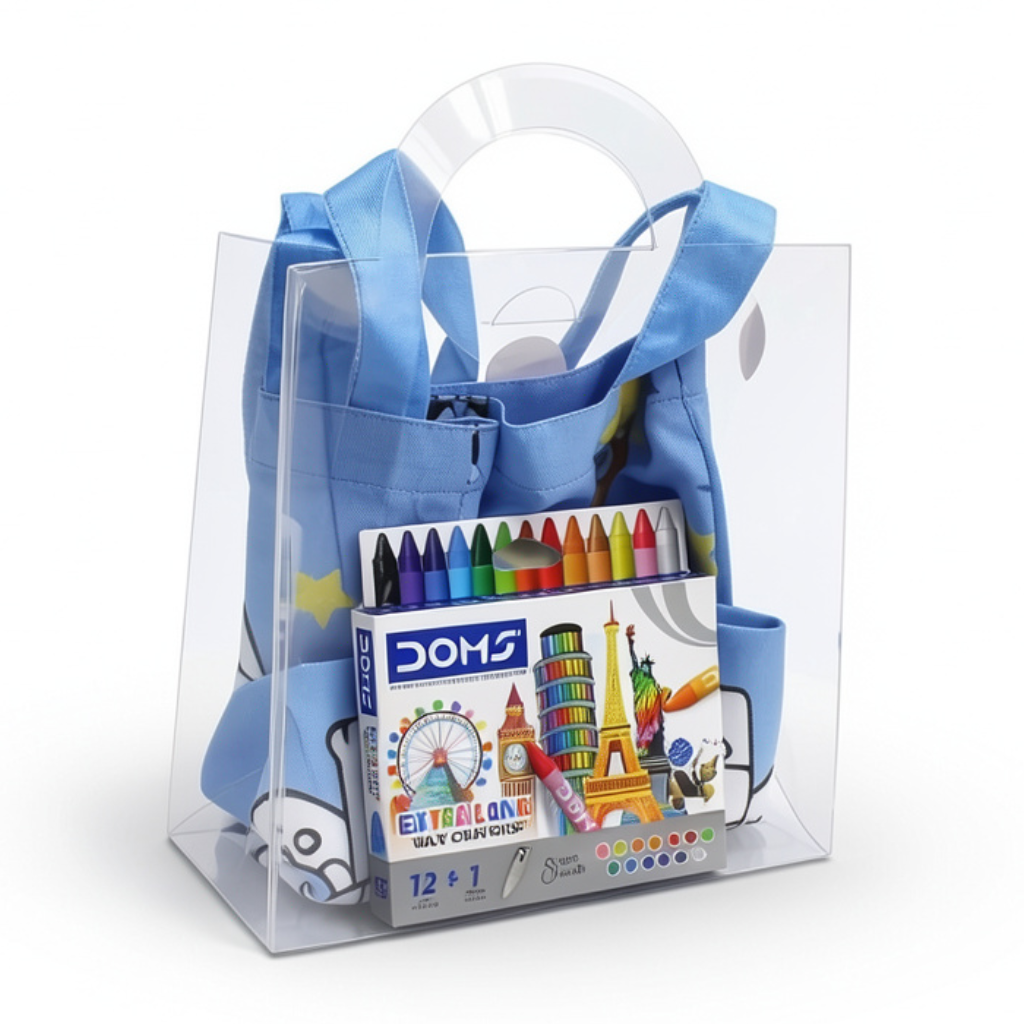 Bluey Coloring Tote Bag + Doms Extra Long Wax Crayons Set