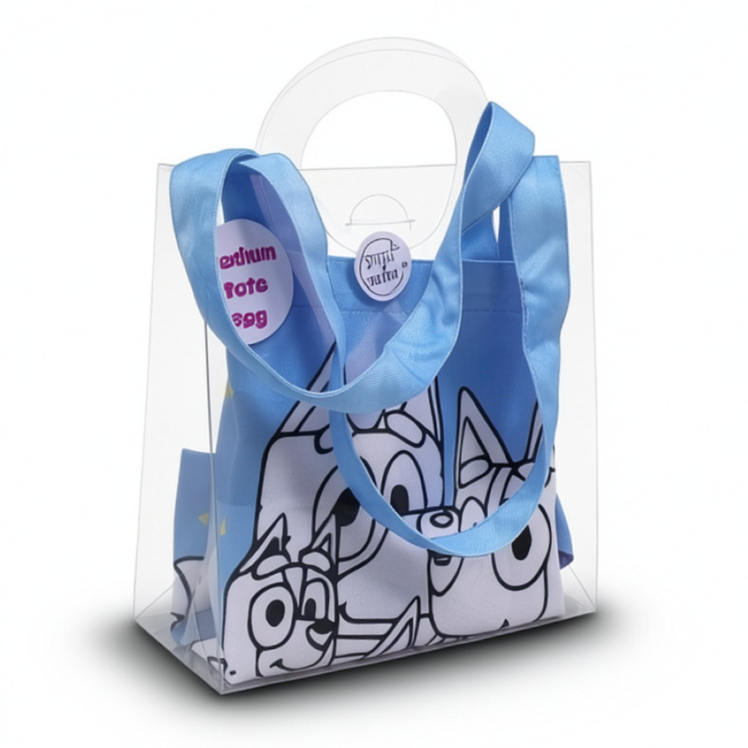 Bluey Coloring Tote Bag + Doms Extra Long Wax Crayons Set