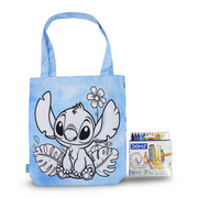 Stitch Medium Coloring Tote Bag with Extra Long Wax Crayons 12 Colours + 1 Silver