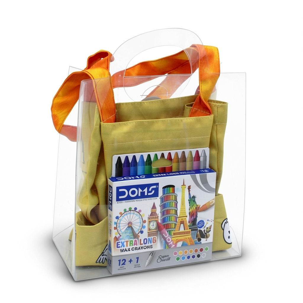 Birds Coloring Tote Bag + Doms Extra Long Wax Crayons Set