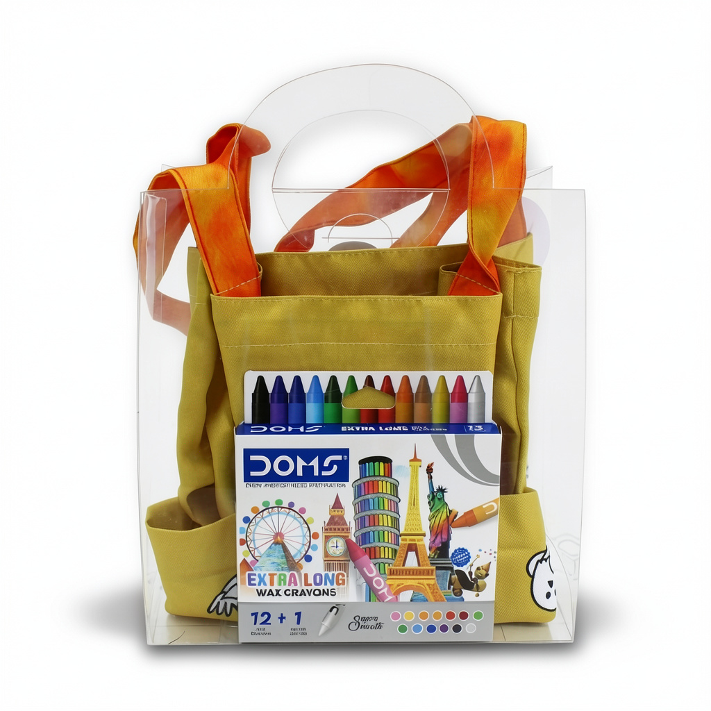 Birds Coloring Tote Bag + Doms Extra Long Wax Crayons Set