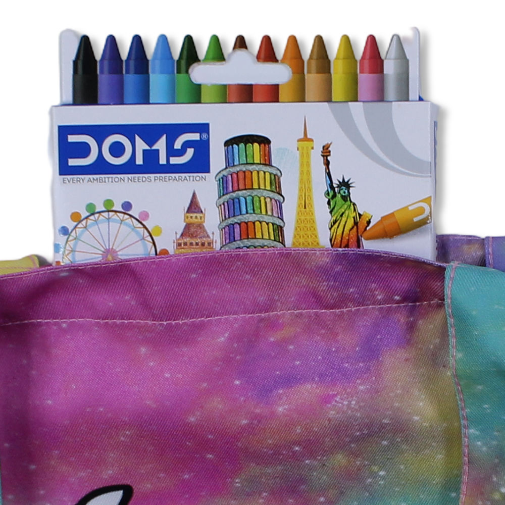 Gymnastics Medium Coloring Tote Bag with Extra Long Wax Crayons 12 Colours + 1 Silver