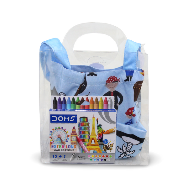 Pirates Coloring Tote Bag + Doms Extra Long Wax Crayons Set