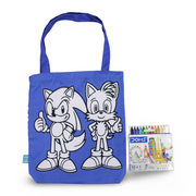 Sonic Medium Coloring Tote Bag with Extra Long Wax Crayons 12 Colours + 1 Silver