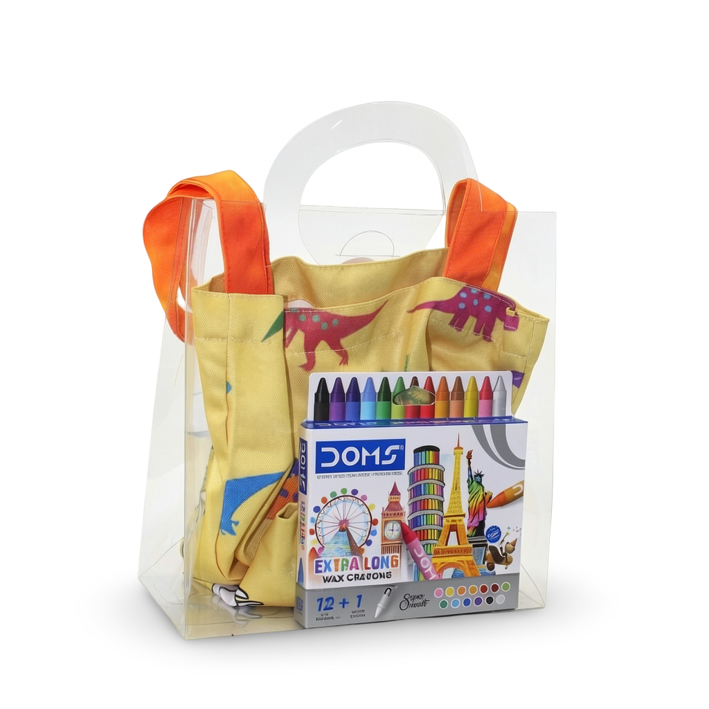 Dino Coloring Tote Bag + Doms Extra Long Wax Crayons Set
