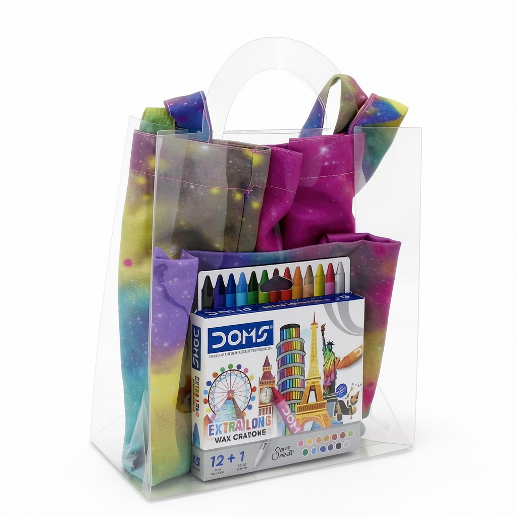 Gymnastics Coloring Tote Bag + Doms Extra Long Wax Crayons Set (L Size)