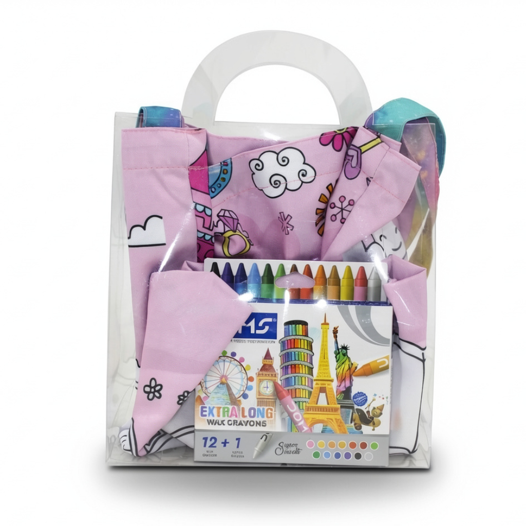 Castle Coloring Tote Bag + Doms Extra Long Wax Crayons Set