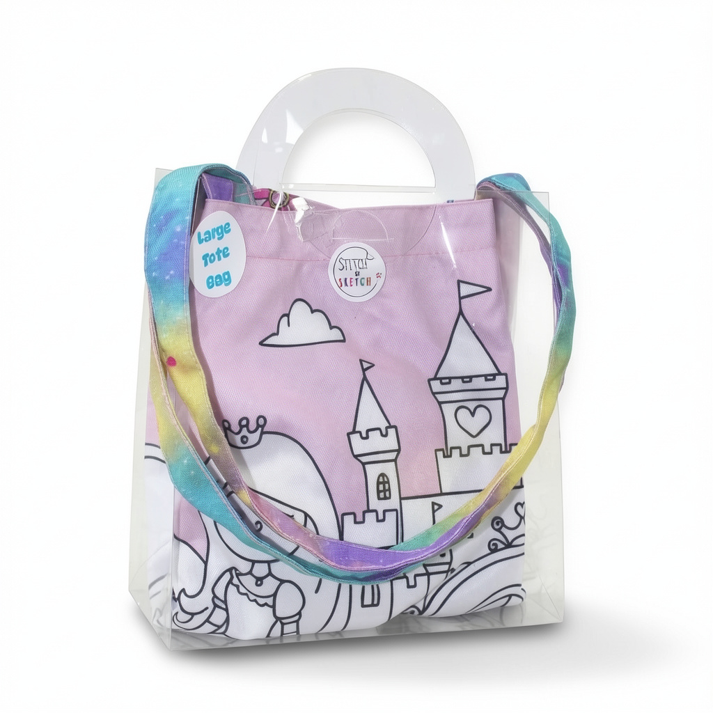 Castle Coloring Tote Bag + Doms Extra Long Wax Crayons Set