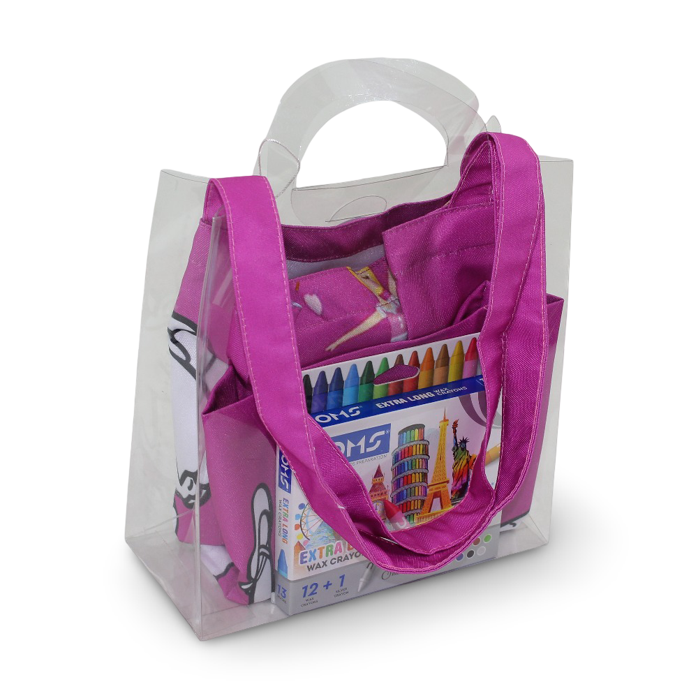 Large Coloring Tote Bag - Ballerina + Colors Box - School - Stitch and Sketch