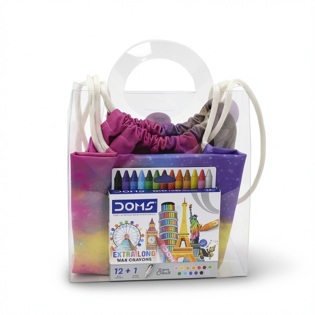 Gymnastics Coloring Tote Bag + Doms Extra Long Wax Crayons Set (L Size)