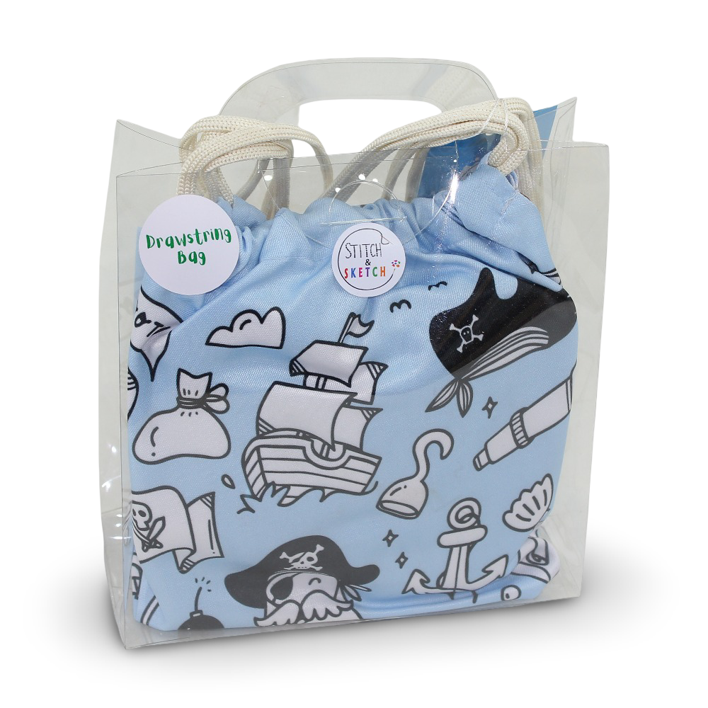 Coloring Drawstring Bag - Pirates + Colors Box - School - Stitch and Sketch