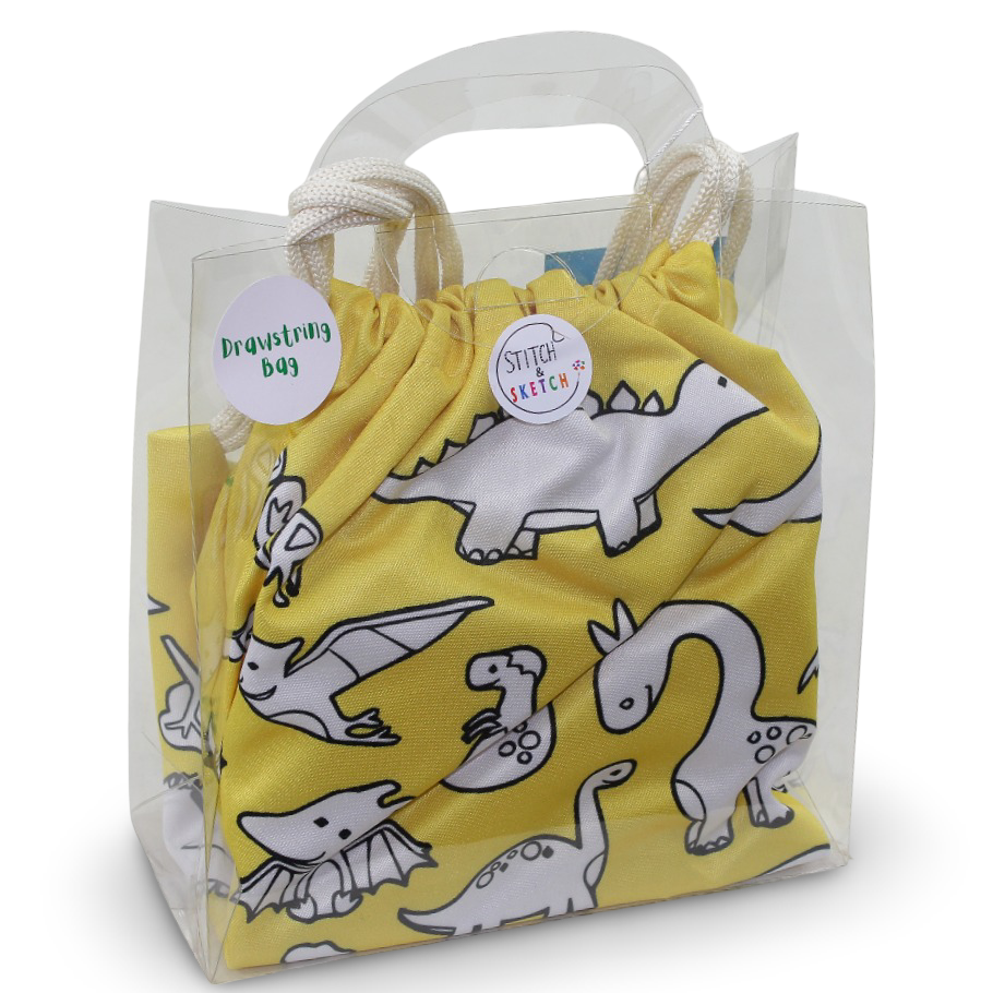 Coloring Drawstring Bag - Dino + Colors Box