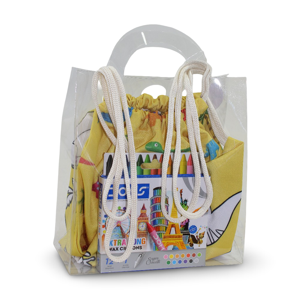 Coloring Drawstring Bag - Dino + Colors Box