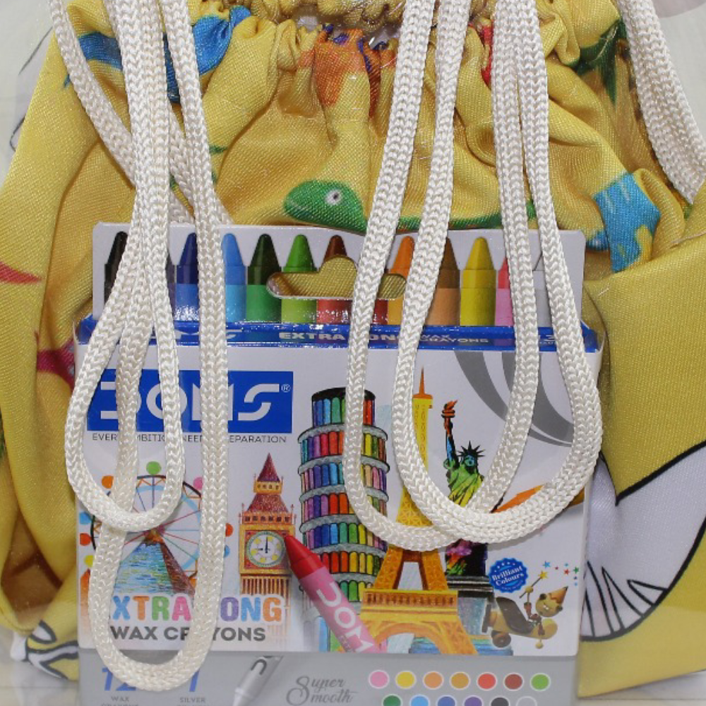 Coloring Drawstring Bag - Dino + Colors Box