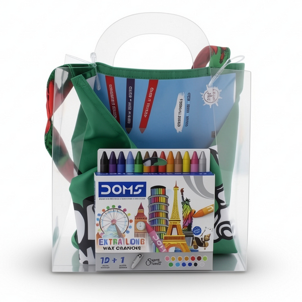 Supermario Coloring Apron + Doms Extra Long Wax Crayons Set