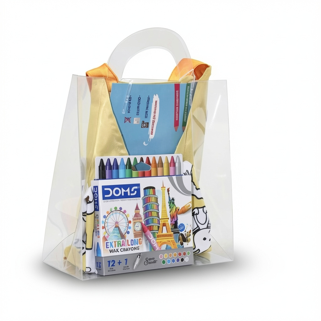 Dino Coloring Apron + Doms Extra Long Wax Crayons Set - School - Stitch and Sketch