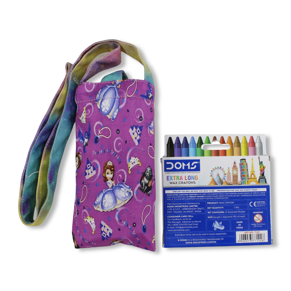 Sofia Coloring Mobile Case with Extra Long Wax Crayons 12 Colours + 1 Silver