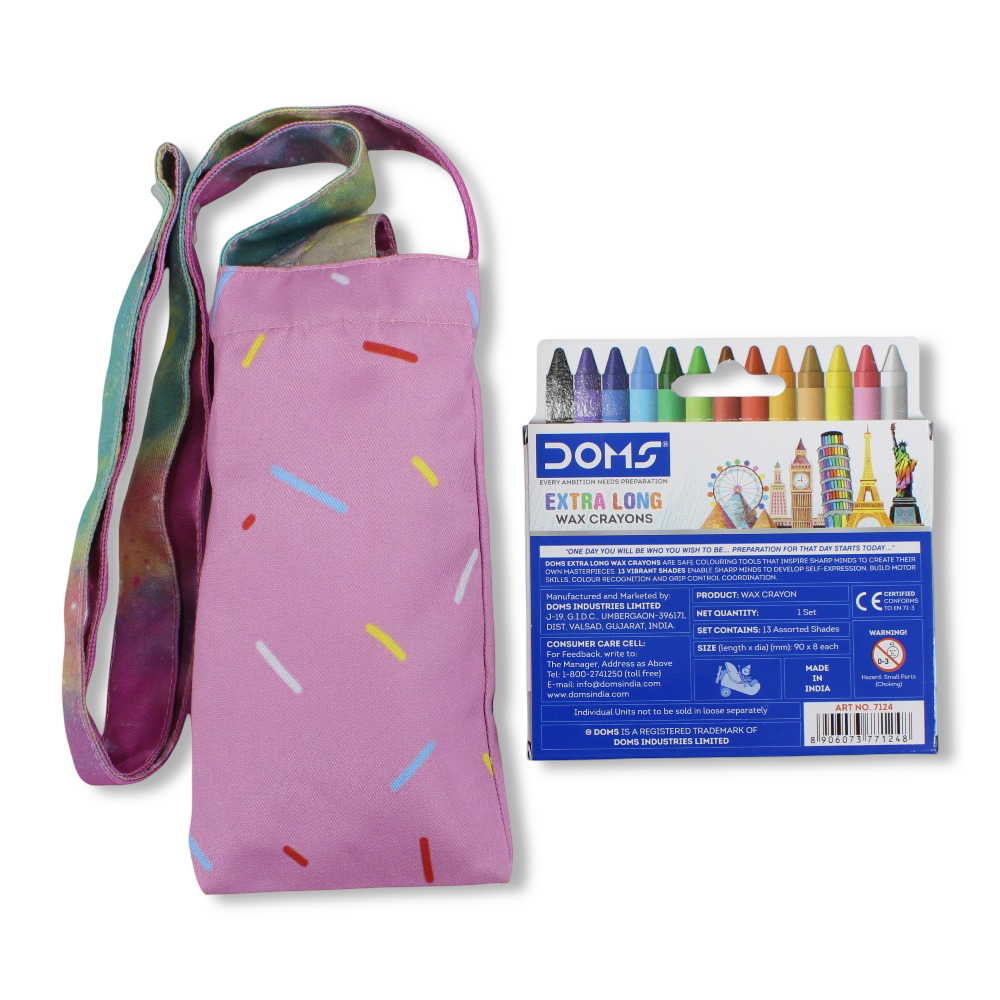 Donuts Coloring Mobile Case with Extra Long Wax Crayons 12 Colours + 1 Silver