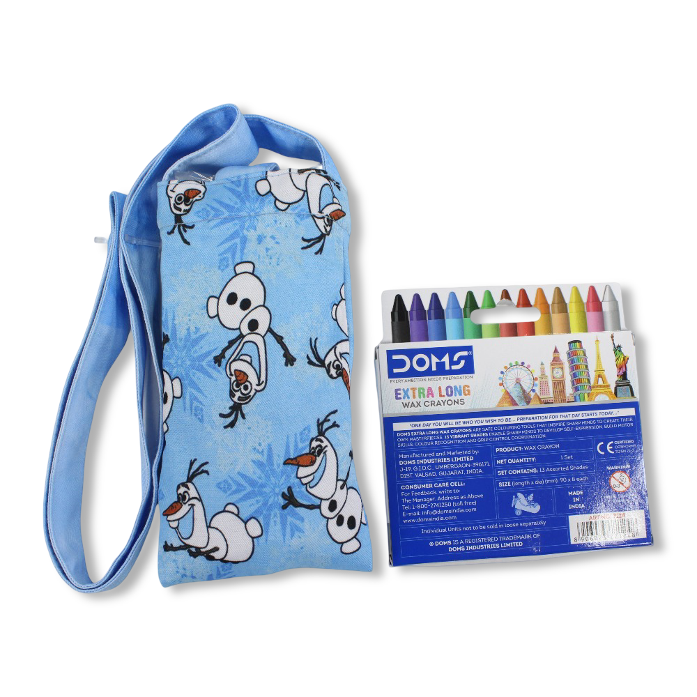 Frozen Coloring Mobile Case with Extra Long Wax Crayons 12 Colours + 1 Silver