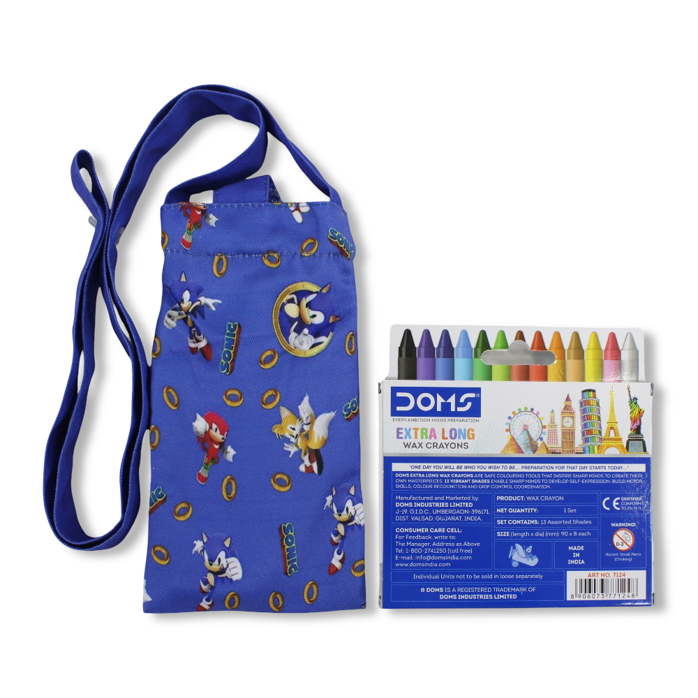 Sonic Coloring Mobile Case with Extra Long Wax Crayons 12 Colours + 1 Silver