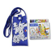 Pokémon Coloring Mobile Case with Extra Long Wax Crayons 12 Colours + 1 Silver
