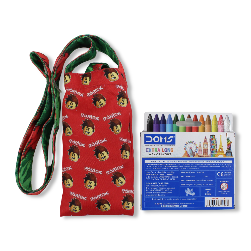 Roblox Coloring Mobile Case with Extra Long Wax Crayons 12 Colours + 1 Silver