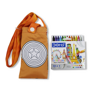 Captain America Coloring Mobile Case with Extra Long Wax Crayons 12 Colours + 1 Silver