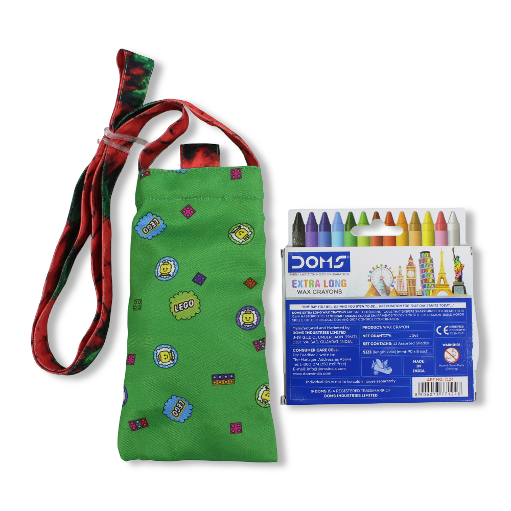 Lego Coloring Mobile Case with Extra Long Wax Crayons 12 Colours + 1 Silver