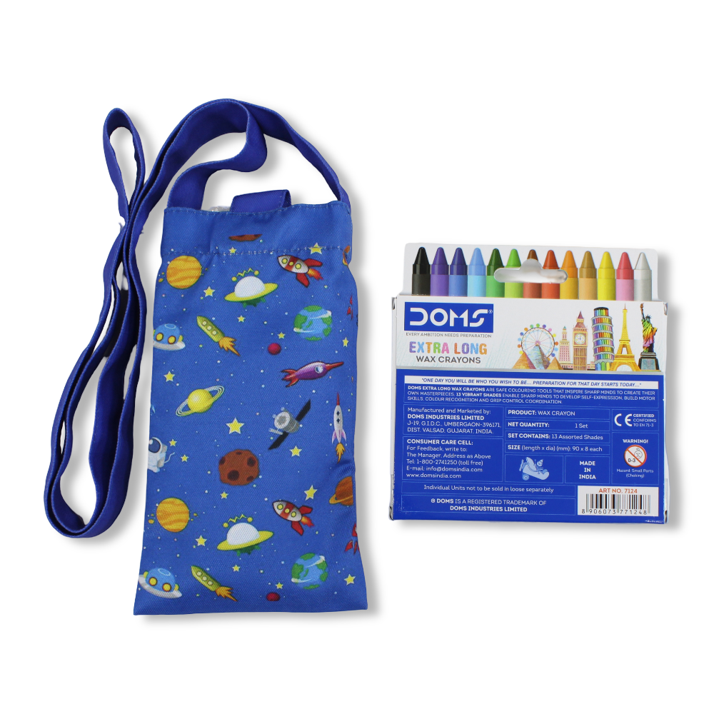 Space Coloring Mobile Case with Extra Long Wax Crayons 12 Colours + 1 Silver