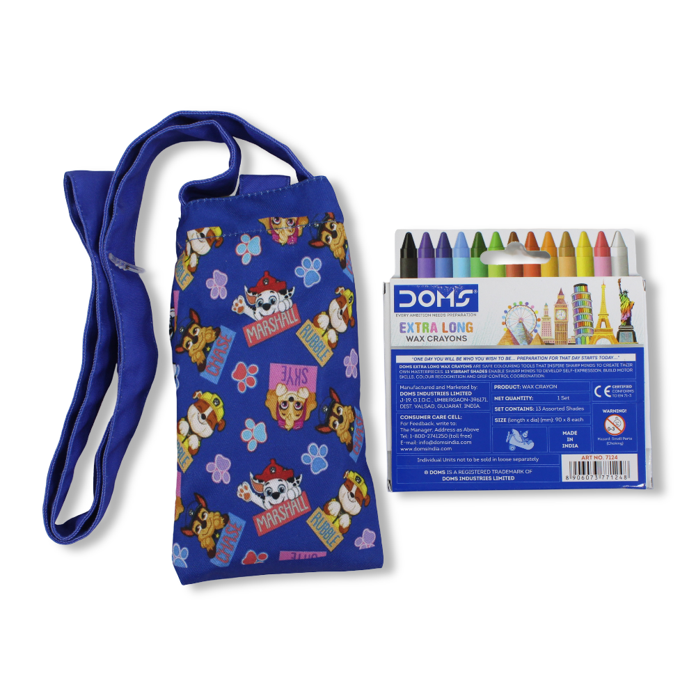 Paw Patrol Coloring Mobile Case with Extra Long Wax Crayons 12 Colours + 1 Silver