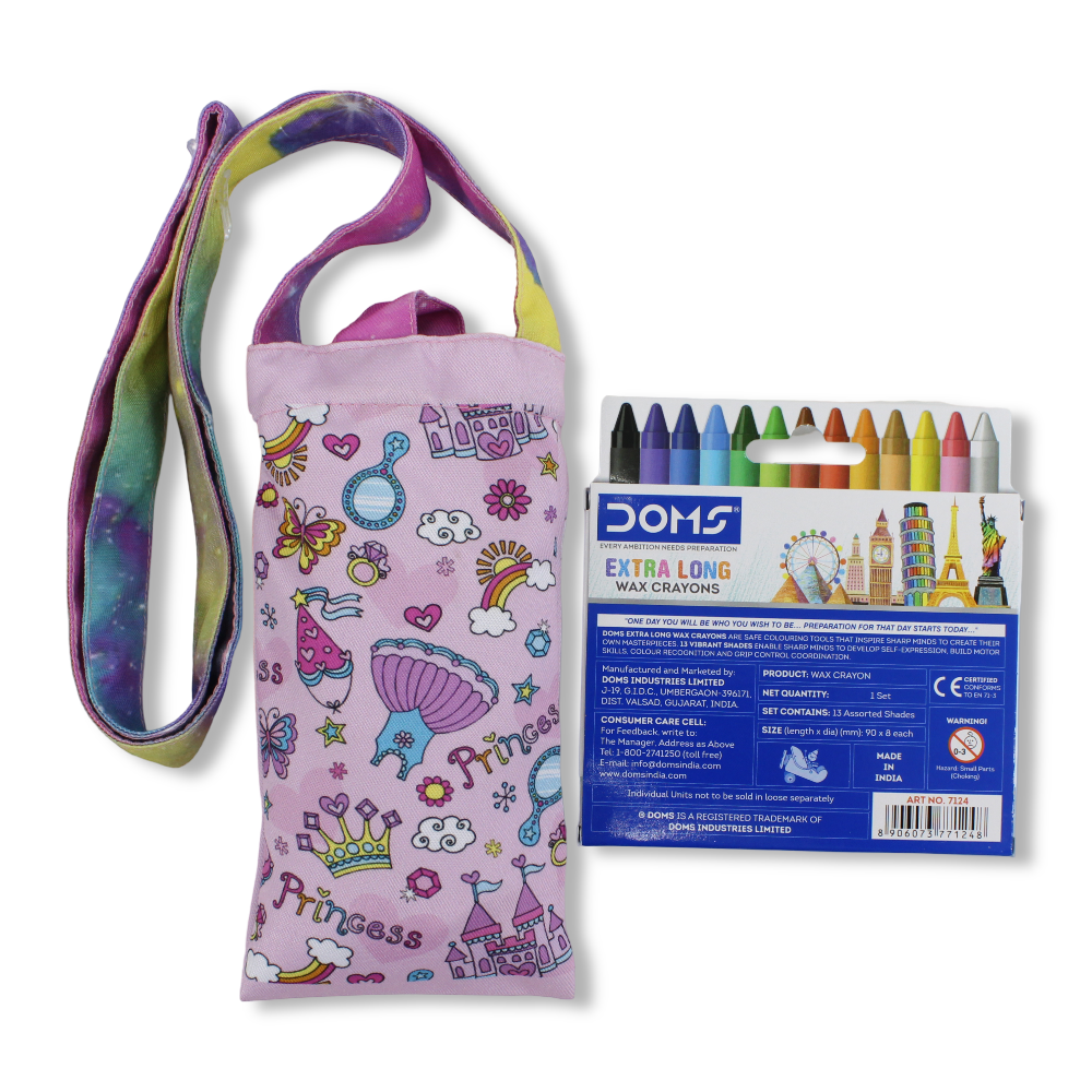 Castle Coloring Mobile Case with Extra Long Wax Crayons 12 Colours + 1 Silver