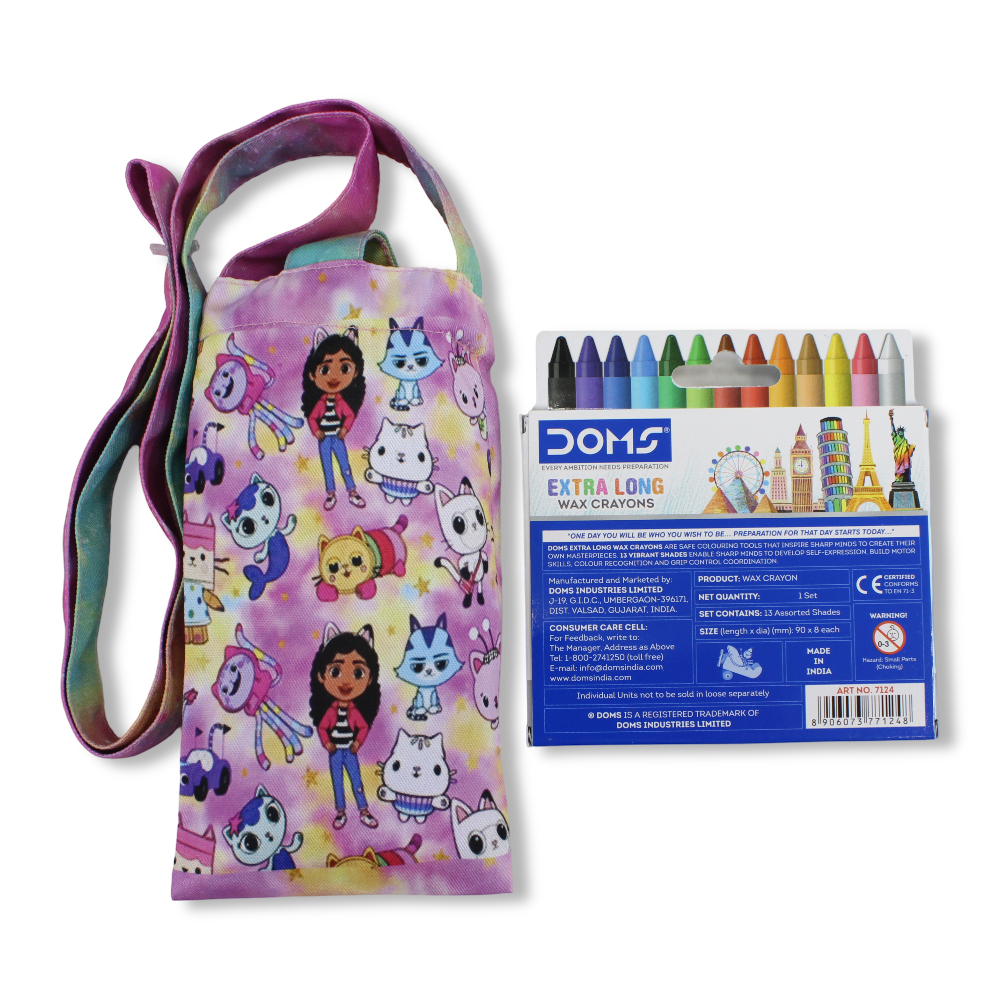 Gabby’s Coloring Mobile Case with Extra Long Wax Crayons 12 Colours + 1 Silver