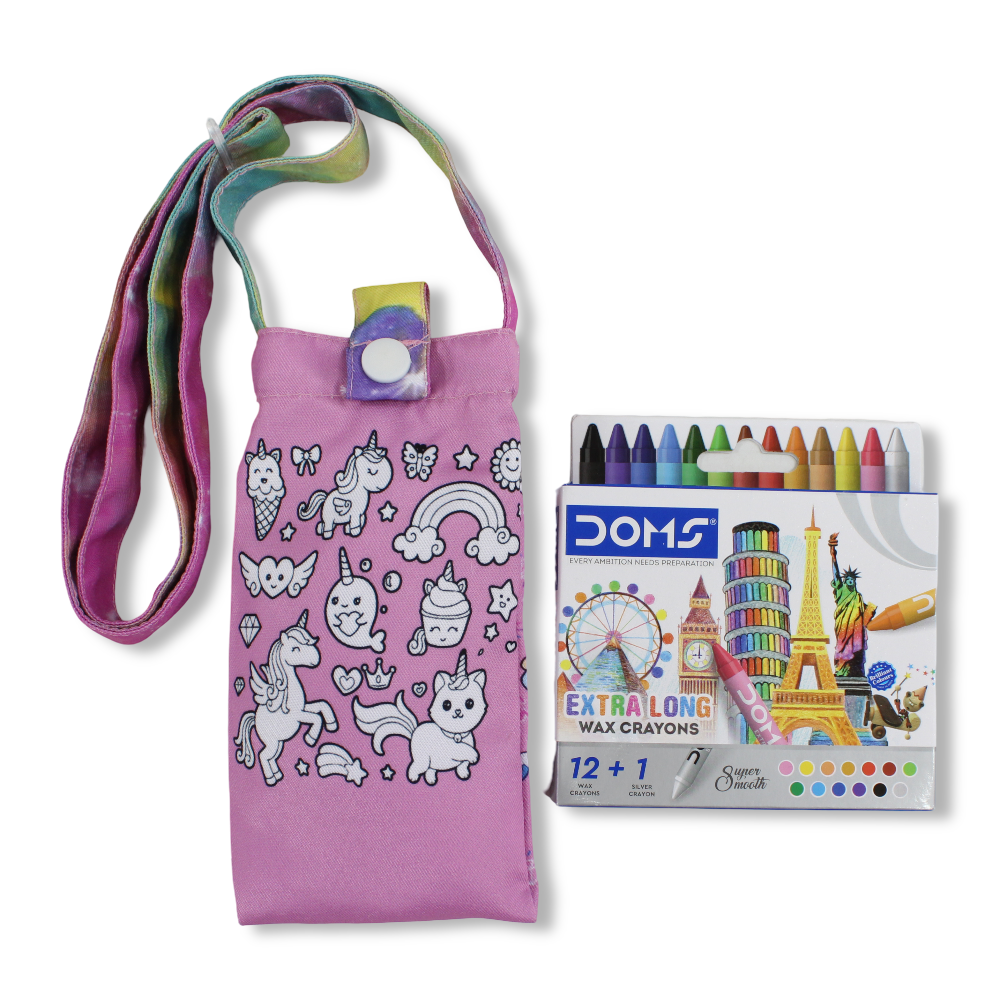 Unicorn Coloring Mobile Case with Extra Long Wax Crayons 12 Colours + 1 Silver - Toys - Stitch and Sketch