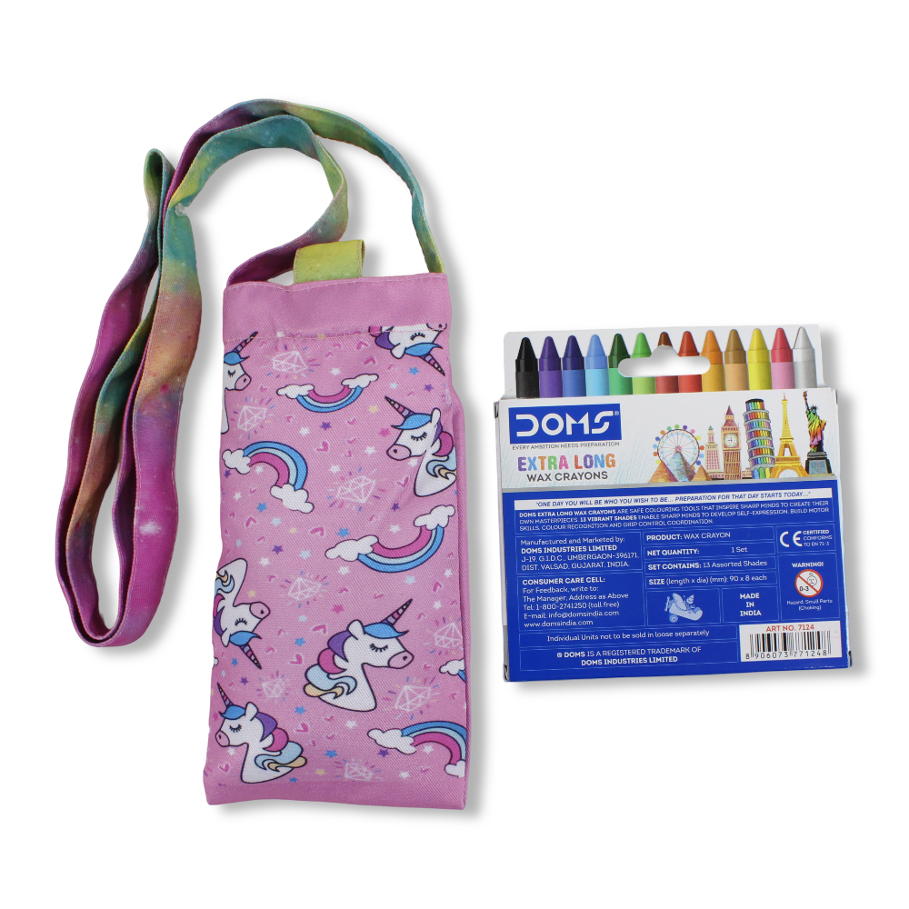 Unicorn Coloring Mobile Case with Extra Long Wax Crayons 12 Colours + 1 Silver