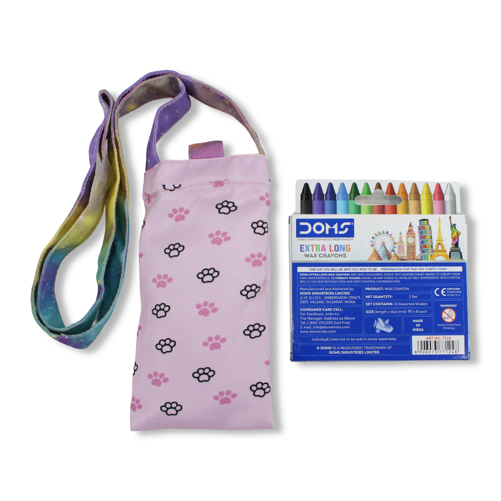 Cats Coloring Mobile Case with Extra Long Wax Crayons 12 Colours + 1 Silver