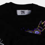 Girls Cotton Short-Sleeved Pajama – Black Funky Design