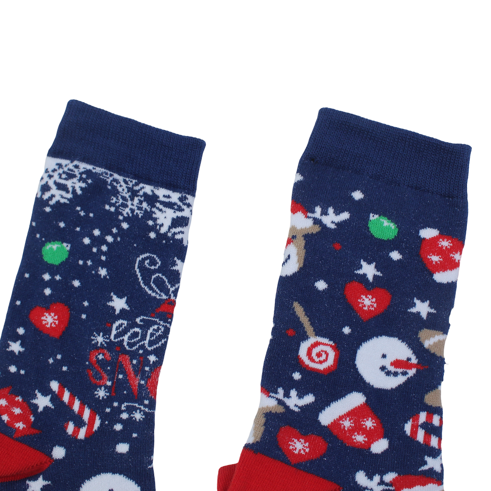 Unisex Cotton Socks – Blue with Winter Print