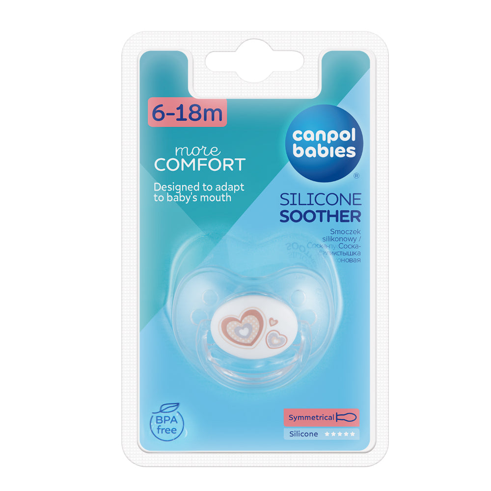 Canpol Babies Silicone Symmetrical Pacifier with Cap 6–18m – White