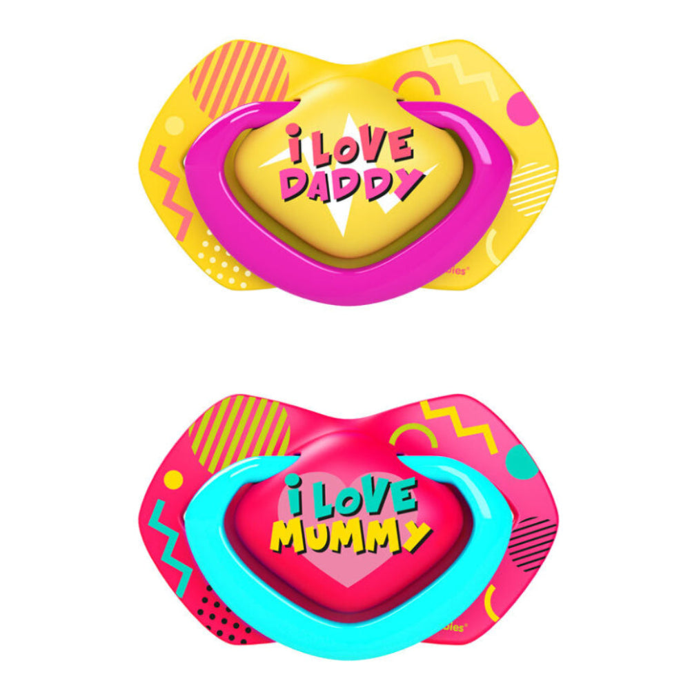Canpol Babies Neon Love Silicone Symmetrical Pacifiers 0-6m – Fuchsia & yellow