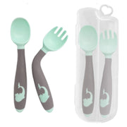 True Fork & Spoon Set with Case – Mint & Grey